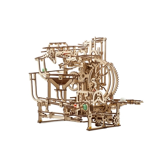 Ugears 3D Wooden Puzzle Marble Run Stepped Hoist with 3-Stepped Lift Mechanism and 10 Marbles, 3D Wood Puzzles for Adults and Kids for Self Assembly