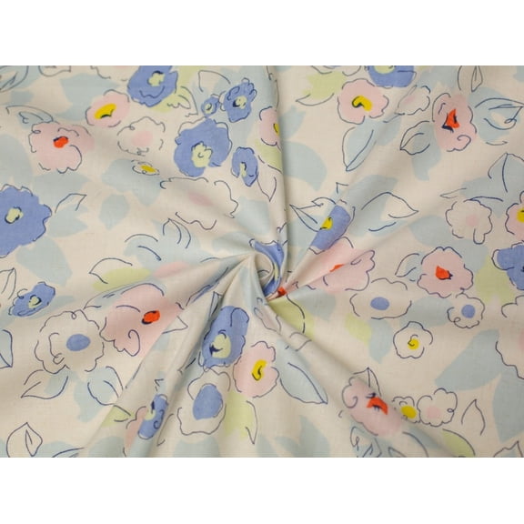 Flower Print Linen & Cotton Dress Fabric Multicoloured - per yard