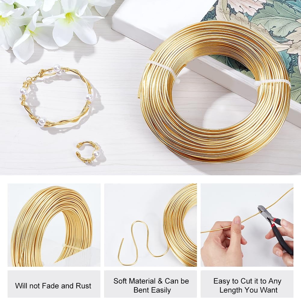 500 g 12 Gauge(2mm) Aluminum Wire 180 Feet(55m) Bendable Metal Sculpting Wire for Bonsai Trees Floral Arts Crafts Making Champagne Yellow