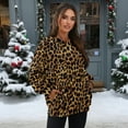 thumbnail image 2 of Xoenoiee Brown Leopard Print Oversized Sweatshirt for Women Crew Neck Fleece Long Sleeve Pullover Dressy Casual Cute Sweatshirt 2025 Fall Clothes, Size 3XL, 2 of 7