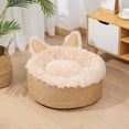 thumbnail image 2 of Cesta para mascotas, cama suave para gatos, cama redonda para perros, cama de felpa de 35 cm, cama para mascotas para dormir y descansar en invierno (gris) ER, 2 of 4