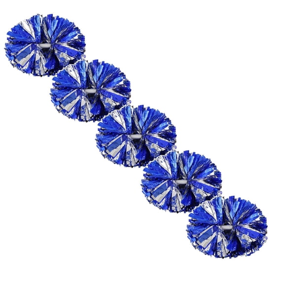 5 Pcs Cheerleading Pom Poms with Baton Handle, Metallic Cheerleading Pom Poms, Cheering Squad Pompoms for School Sports Games Dance Party