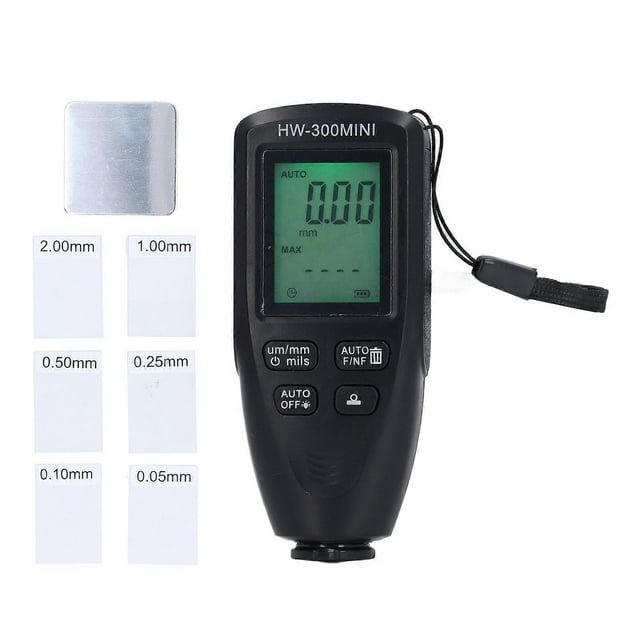 Coating Thickness Gauge, 0-2000µm Range, High Accuracy Backlit LCD Display, Digital Paint Thickness Meter for Car, Black