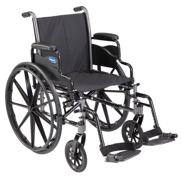 Invacare - Silla de ruedas Tracer SX5 TRSX58FBP / T93HAP, con brazos a la altura del escritorio y reposapiés Hemi T93HAP con presillas para el talón, asiento de 45 cm de ancho
