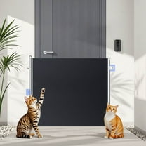 Tvtnvo Pet Gate Indoor Retractable No Drill PVC Pet Fence with Lockable Transparent Door Jump Proof Barrier for Pets and Dogs Easy No Hole Installation Black 19.7x49.2in