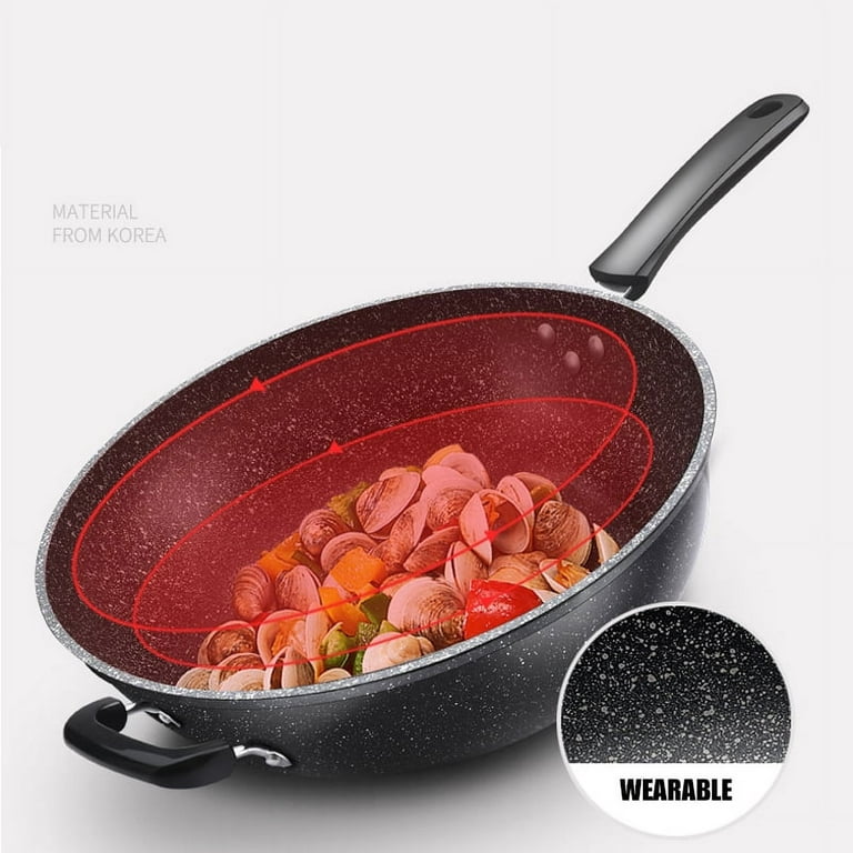 DIIG Nonstick Frying Pan Skillet with Lid, PFOA-Free Granite Stone Coating  Chef's Pan, 11.5 In Large Woks Pans for Cooking, Gift Cookware Pan for Gas