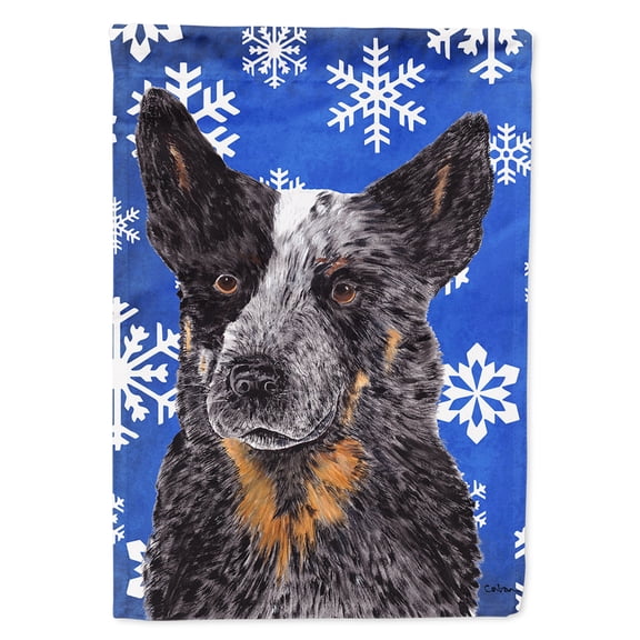 Carolines Treasures SC9396-FLAG-PARENT Australian Cattle Dog Winter Snowflakes Holiday Flag  multicolor