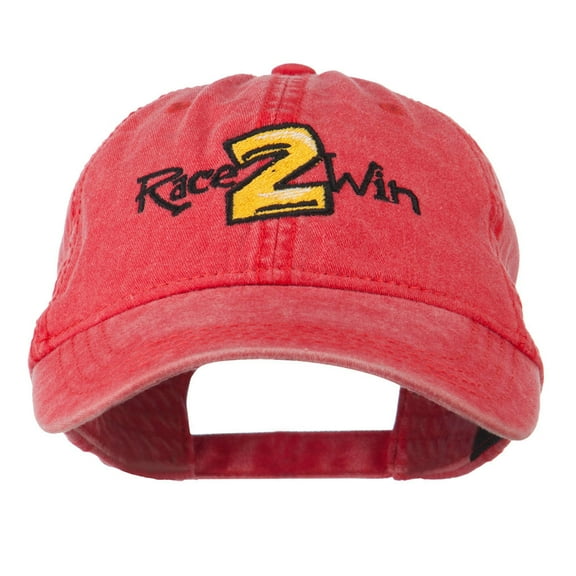 Race 2 Win Embroidered Washed Cap - Red OSFM