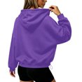 thumbnail image 2 of Hoodies Women Solid Long Sleeve Pullover Sweatshirt Tops Casual Waist Cinching Cropped Outfits Fall Winter Apparel, 2 of 5