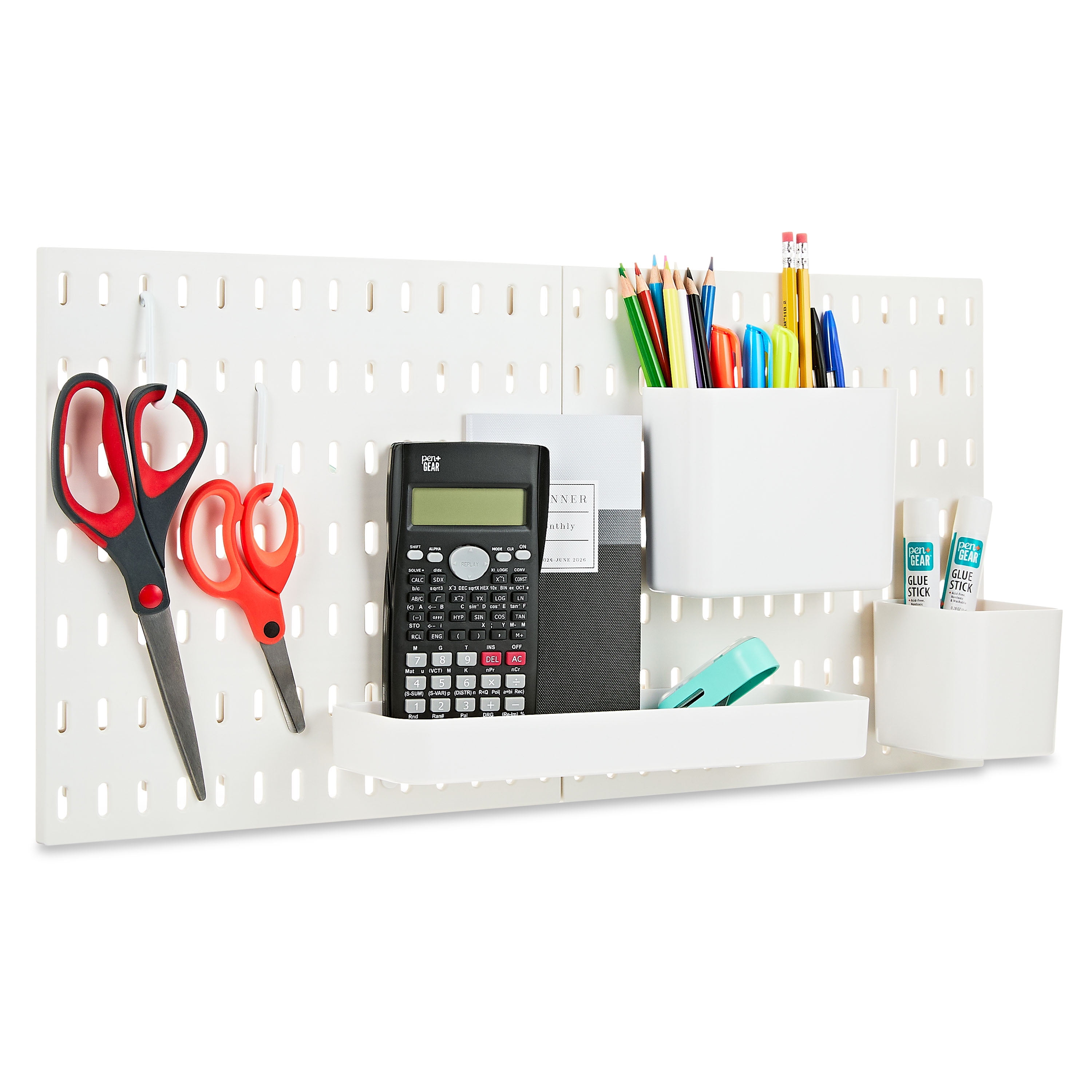 (2 pack) Pen+Gear Pegboard Set, White, 7 Pieces, Wall Hanging