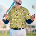 thumbnail image 5 of Zufioo Running Beagle Print Men's Baseball Short Sleeve, Moisture Wicking Button-Down Hip Hop Tee-X-Large, 5 of 7