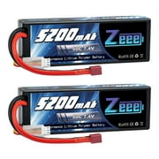 Zeee 7.4V 50C 5200mAh 2S LiPo Battery Hard Case with Deans T Connector for RC Car Truck 1/8 1/10 Vehicles(2 Packs)