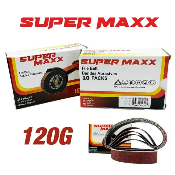 Expander Wheel Sanding Belts Kit Super Maxx - Sanding Belts 36G, 50G, 60G, 80G,120G Product: 120GRIT - Pack of 10