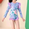 thumbnail image 5 of Hienoo Big Girls One-Piece Swimsuit Flower Print Long Sleeve Rashguard Bathing Suit, 5 of 8