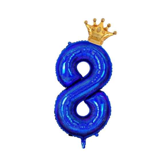 Globo número 8 azul de 40" con corona hengximaoyi