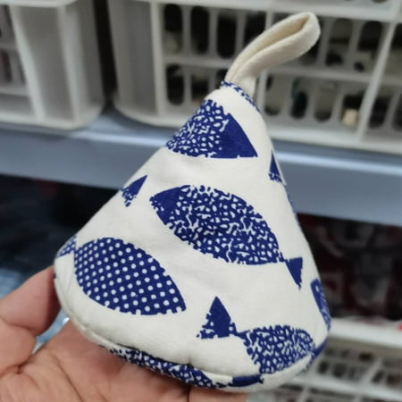

Anti-scalding Triangle Pot Handle Cap Heat Insulation Gloves Kitchen Casserole Cap For Kitchen Pot Holder Dark Blue Fish
