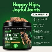 Pawious Hip and Joint Chews for Dogs - 9oz, 120 Ct. - Glucosamine for Dogs - Mobility Bites