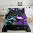 thumbnail image 2 of Erosebridal Fast Car Comforter Sets Queen Size,Extreme Sports Bedding Queen Comforter Set,Plaid Buffalo Bedding Sets Queen with Comforter,Super Cozy Teens Bedroom Decor,Reversible,3 Pieces, 2 of 8