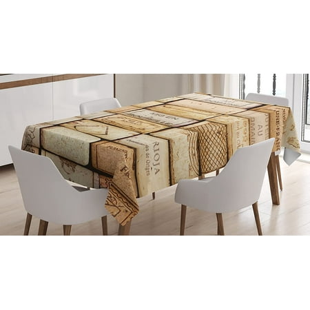 

WISH TREE Medieval Wooden Castle Wall and Gate Greek Style Mid-Century Designed Artwork Print Rectangular Table Cover for Dining Room Kitchen Decor