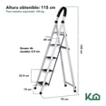 thumbnail image 3 of Escalera Tipo Tijera Plegable de Acero Con 5 Escalones De Goma Antideslizante Para Hogar blanco, 3 of 6