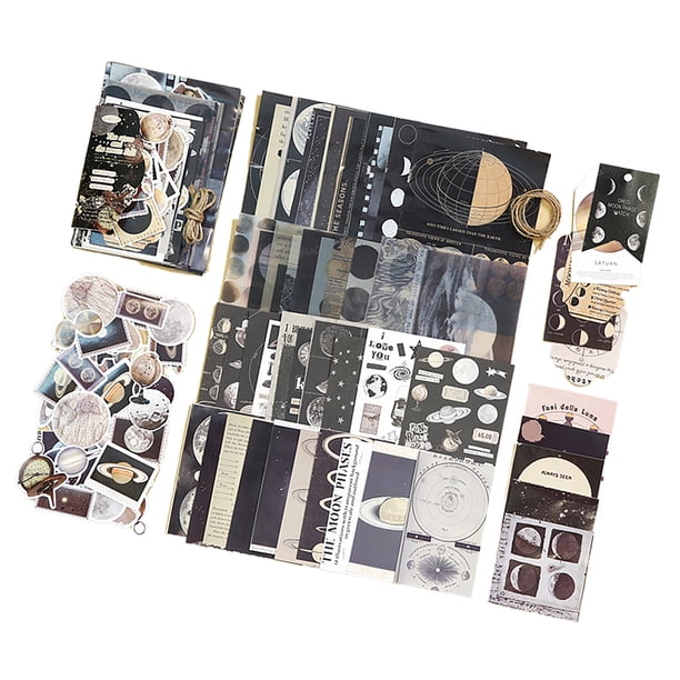 LetCart 100 Hojas De Pegatinas Vintage Para álbum De Recortes, Pegatinas Decorativas Para Diario Estético Para Manualidades, álbum De Tarjetas(La luz de la luna cae y el cuervo vuela)