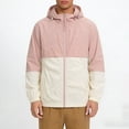thumbnail image 2 of GUZOM Mens Windbreaker Jacket Pink Colorblock Nylon Lightweight Water Resistant Hooded with Pockets,Size XL, 2 of 9