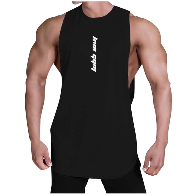 Jgppe Men's Workout Tops Sleeveless Quick Dry Solid Color Loose Crewneck Summer Tank Tops Muscle Shirt for Men