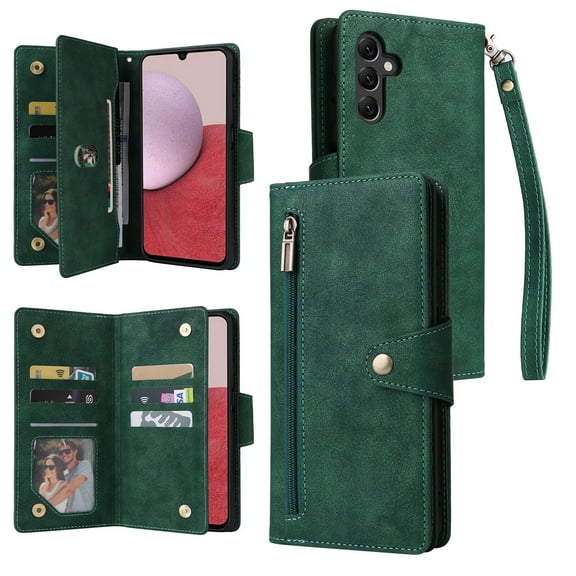 Case for Samsung Galaxy A14 5G Magnetic Leather Zipper Wallet Cover Card Holder