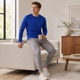 thumbnail image 2 of AZoiNM Men's Solid Long Sleeve T-Shirt Relaxed Fit Breathable Casual Top Athletic Wear, 2 of 9
