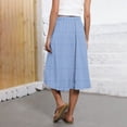 thumbnail image 2 of Striped Skirts for Women Midi Trendy Summer a Line Flowy Knee Length Skirt Drawstring Elastic High Waist Loose Skirt with Pockets Blue XL, 2 of 5