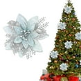 thumbnail image 2 of Gnwei Glitter Christmas Poinsettia Artificial Xmas Flower Ornaments Flowers Decorations with Clips and Stems Glitter Poinsettia Christmas Tree Ornaments for Christmas Wedding, 2 of 9