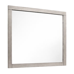 Sleek Design Zephyr Collection Mirror with Clean Lines and Gray Faux Wood-Finished Veneer