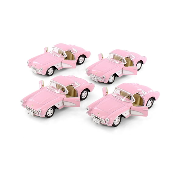 1957 Chevy Corvette Hard Top, Pink - Kinsmart 5316DPK - 1/34 Scale Set of 12 Diecast Model Cars
