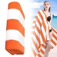 thumbnail image 2 of Lightweight Striped Thin Beach Towel, Soft Absorbent Pool Towel For Bathroom Camping Blanket Travel Summer Adult Use, Quick Drying Swim Towel, Orange, 2 of 9