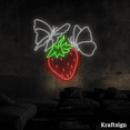 thumbnail image 3 of Craftnamesign Strawberry Butterfly Neon Sign, Strawberry Fruit Shop Decor, 3 of 4