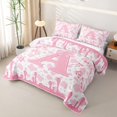 thumbnail image 3 of jejeloiu Dreamy Princess Style Bed Spread Queen For Girls,Ribbon Bow Monogram Initial A Pattern Queen Coverlet Set For Kids,3 Pieces, 3 of 7