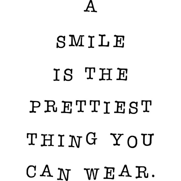 QTH A Smile is The Prettiest Thing You Can Wear Wall Sticker Wall Decal for Girls Bedroom Nursery Decor Sign Quote Wall Art Vinyl Wall Decal Bed Room Bath Room Words and Saying Farmhouse