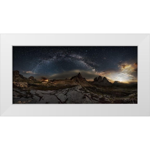 Pedretti, Ivan 14x9 White Modern Wood Framed Museum Art Print Titled - Galaxy Dolomites