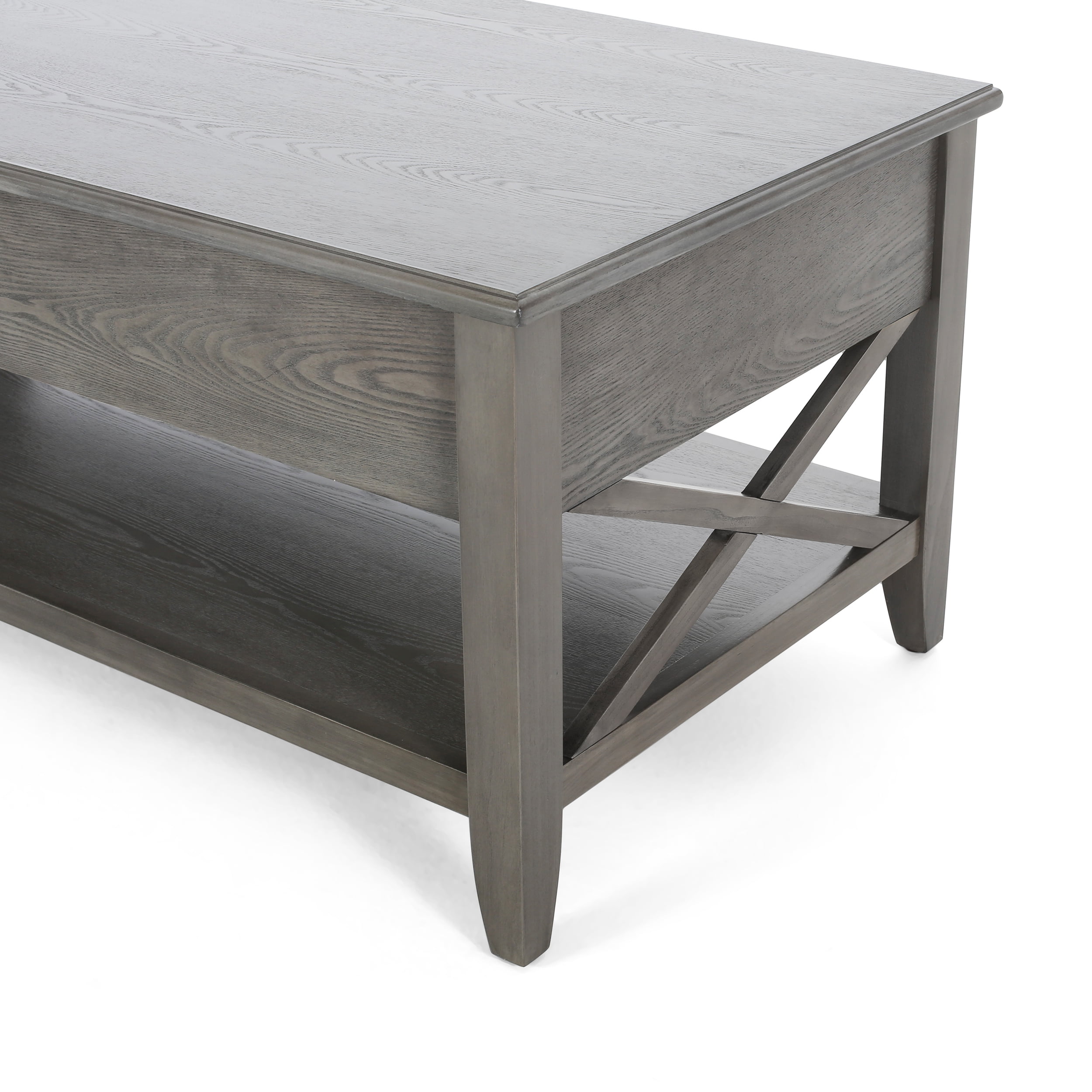 Noble House Moses Farmhouse Faux Wood Lift Top Coffee Table, Gray