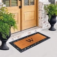 thumbnail image 4 of A1 Home Collections Rubber and Coir Paisley Border Heavy Duty Non-Slip Durable Double Door Monogrammed W Doormat 30"X60", Black, 4 of 5