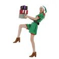 thumbnail image 4 of Disfraz de elfo para mujer, vestido navideño para adulto, lindo elfo de Papá Noel, traje de fiesta de carnaval de Navidad con sombrero, zapatos, funda, cinturón y calcetines, 4 of 4