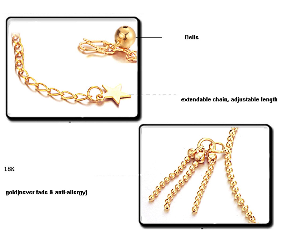Women's Anklet Bracelet 18k Yellow Gold Plated Adjustable Foot Chain Ankle