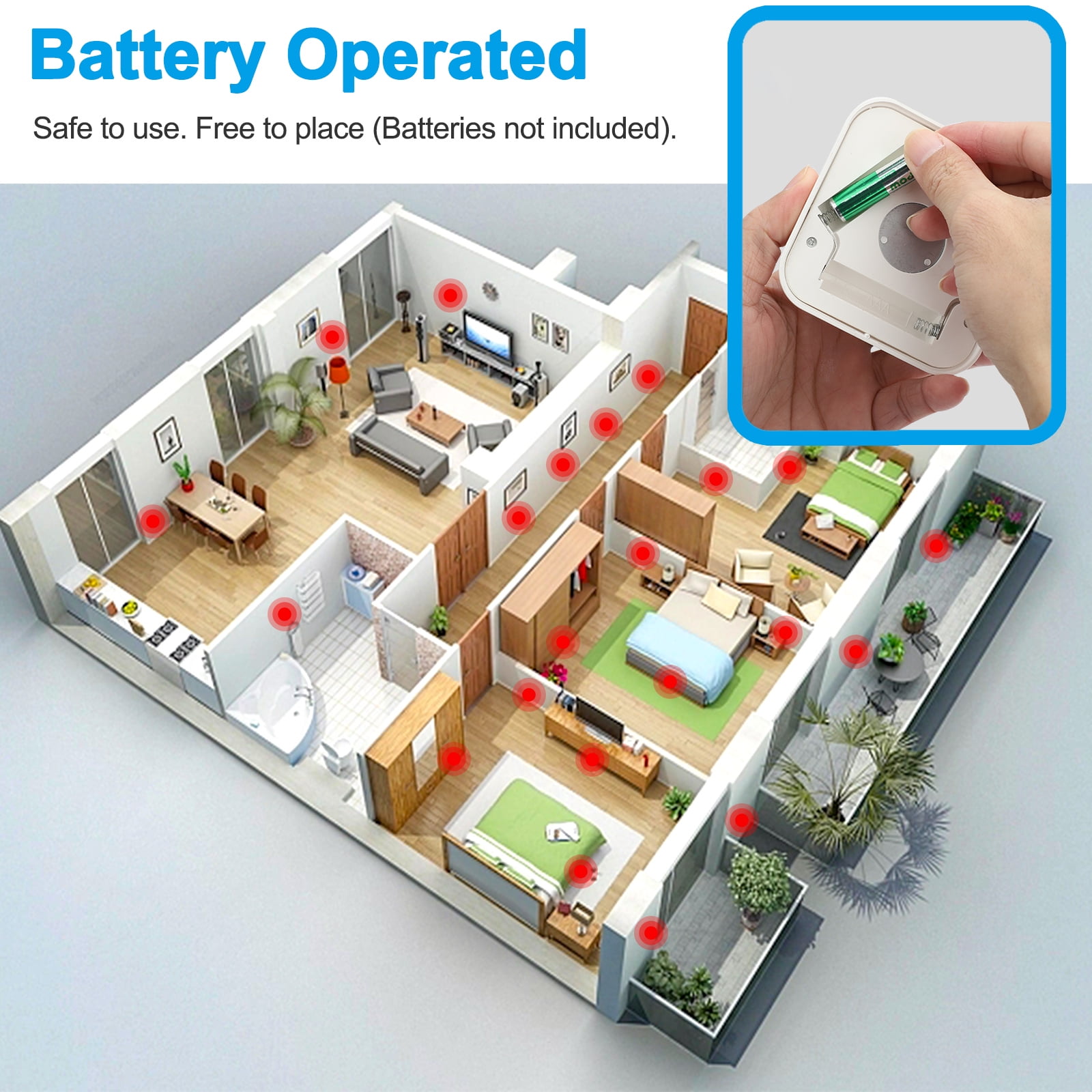 Motion Sensor Puck Lights, Wireless 6 LED Under Cabinet Lighting, Battery Powered (3Pcs, White)