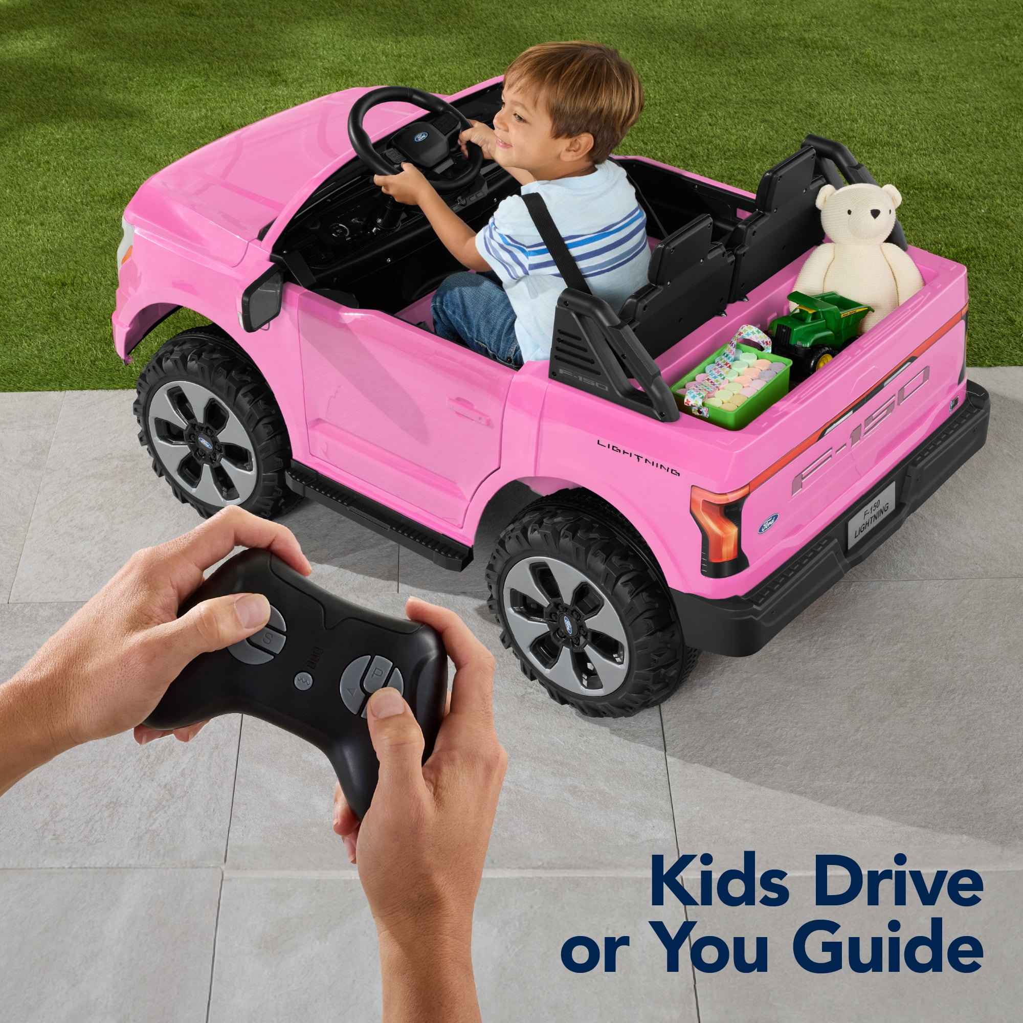Best Choice Products Kids 24V Ride On Truck Officially Licensed Ford Lightning w/ Remote, LED Lights, 2 Speeds - Pink