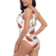 thumbnail image 4 of Picia Hand Drawn Watermelon Pattern Women's One Piece Swimsuits,One Shoulder Swimwear Asymmetric ,Ruffle Monokinis Bathing Suits,High Waisted Flattering Bathing Suits-Medium, 4 of 8