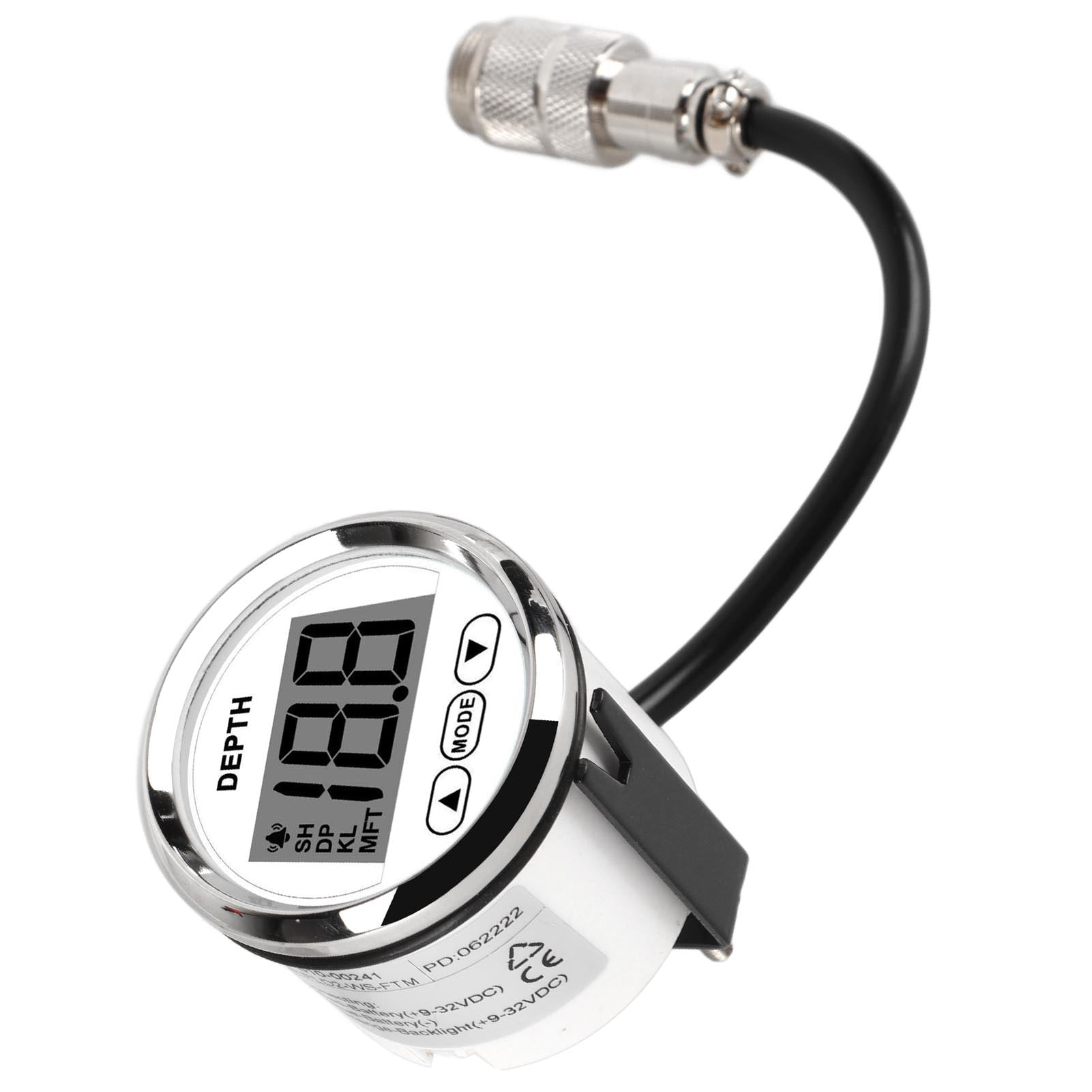 Dash Depth Sounder, Impact Resistant Depth Finder 12V Waterproof Short