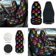 thumbnail image 2 of Yuyamidu Colorful Dog Paw Car Seat Cover Front Seat Cover Set of 12 Cute Steering Wheel Cover Seat Belt Pad Armrest Cover Garbage Bag Air Vent Bag Rearview Mirror Cover Coasters Key Chain, 2 of 6