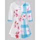 thumbnail image 1 of Camiseta de Talla Extra con Estampados de Flores y Cordones Rosegal  Camisetas tallas grandes, 1 of 5