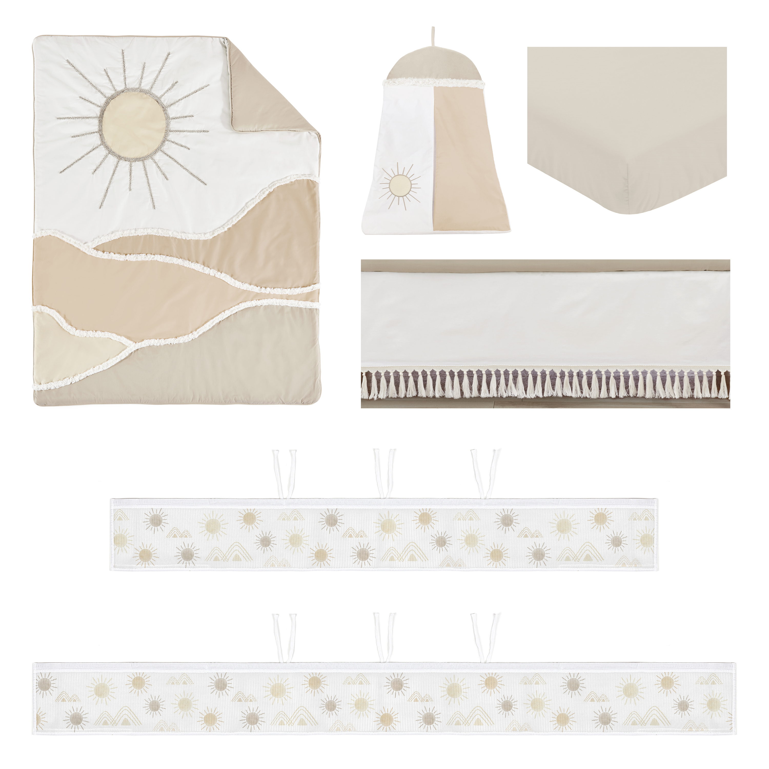 Sweet Jojo Designs Desert Sun Beige Tan Crib Bedding + BreathableBaby Breathable Mesh Liner Pad