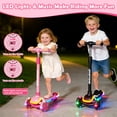 thumbnail image 4 of JoyStone Kick Scooter for Kids with LED Light Wheels & Music, 3 Adjustable Height Handlebars, Lean-to-Steer Technology, 3 Wheel Scooter for Toddlers Girls Boys Up to 110 Lbs, Pink, 4 of 11